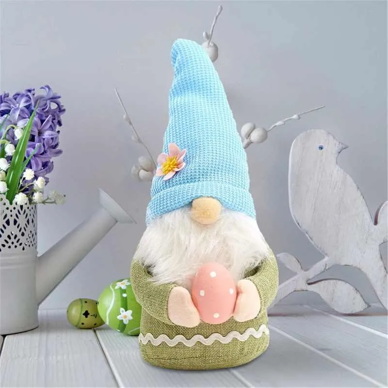 2PCS Easter Gnome Plush Bunny Stuffed Rabbit Ear with Egg