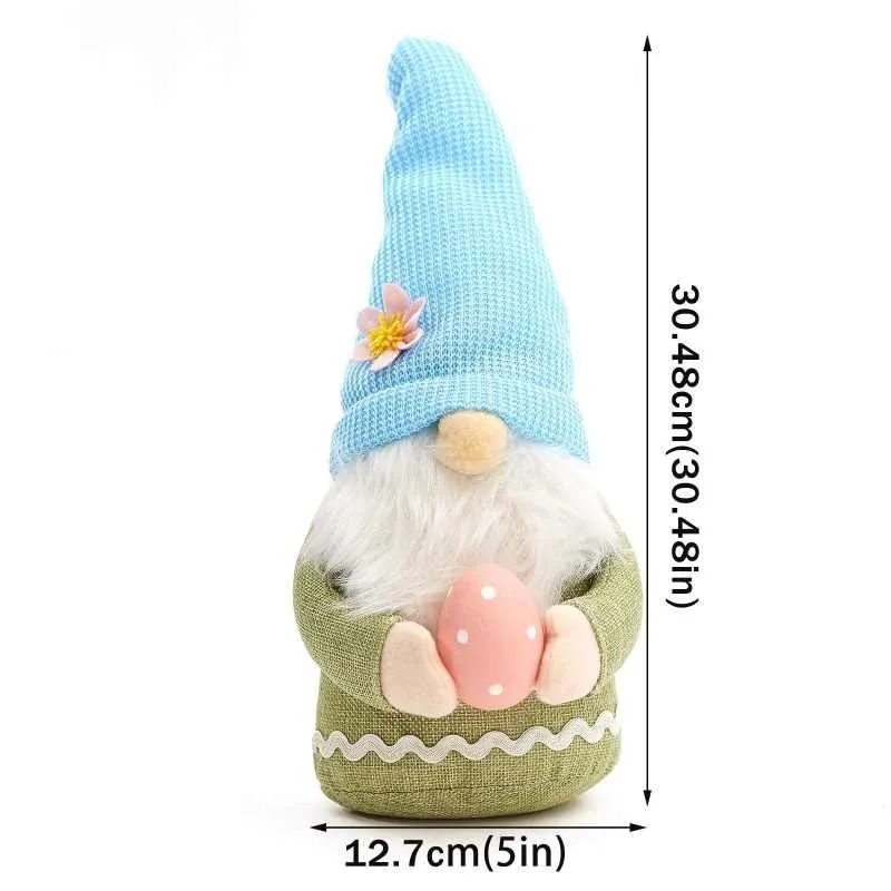 2PCS Easter Gnome Plush Bunny Stuffed Rabbit Ear with Egg