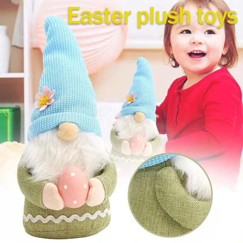 2PCS Easter Gnome Plush Bunny Stuffed Rabbit Ear with Egg