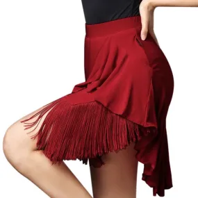 Asymmetric Tassel Ruffle Latin Dance Skirt