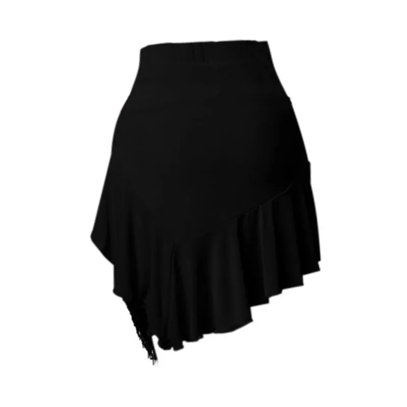 Asymmetric Tassel Ruffle Latin Dance Skirt