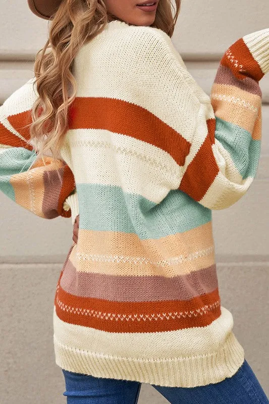 Autumn Breeze Multi-Stripe Knit Sweater