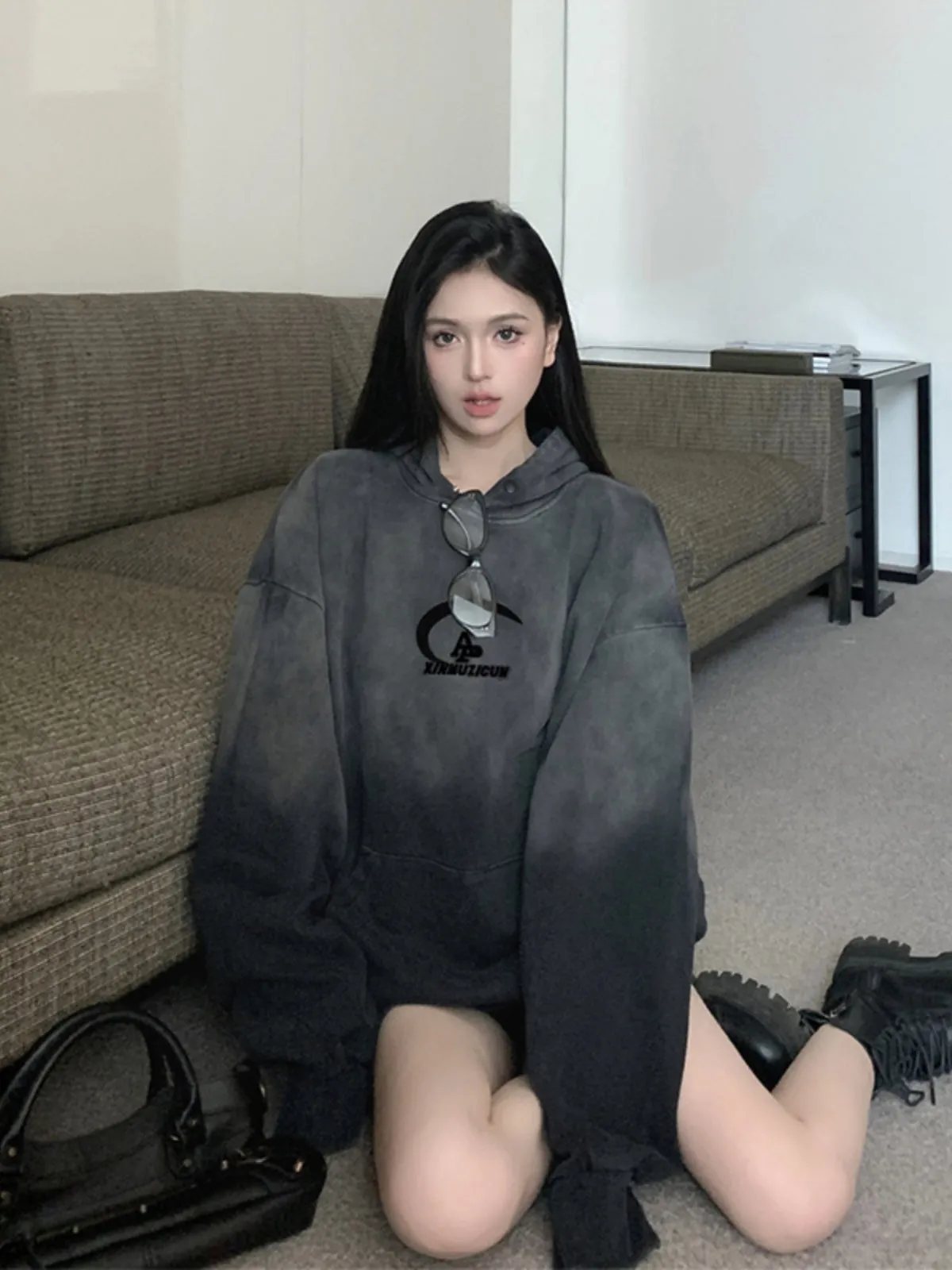 Baby Velvet Gradient Hoodie For Women