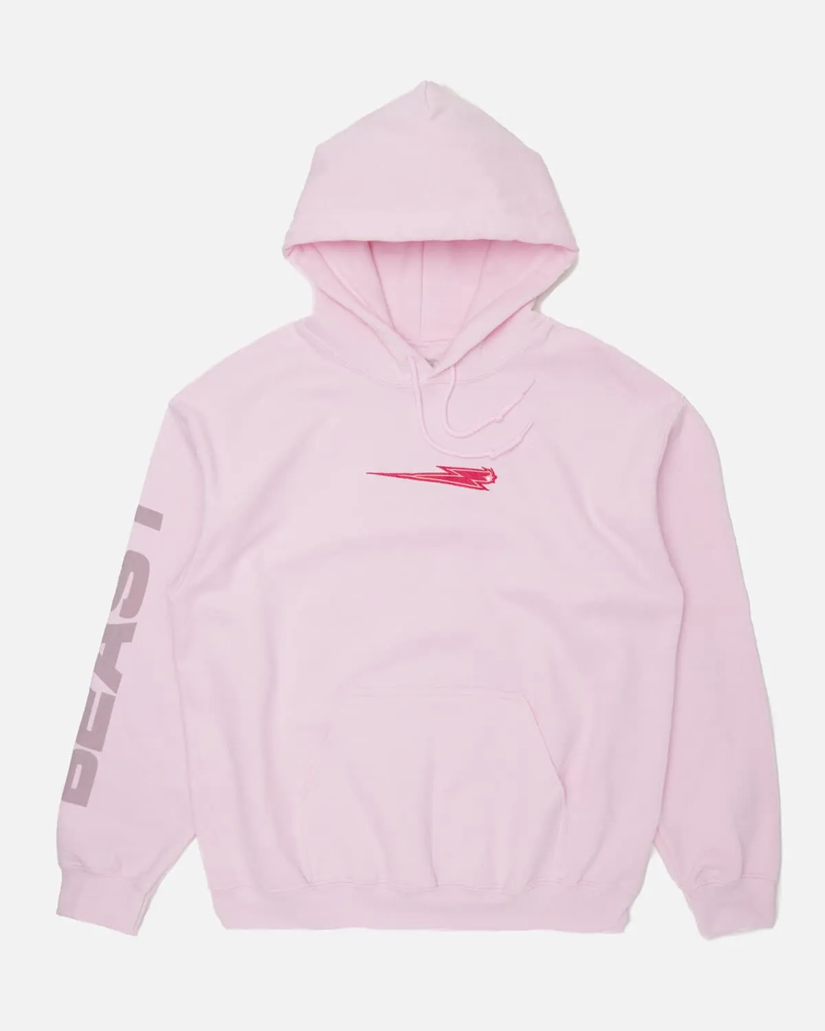 'Beast Bolt' Embroidered Pull Over Hoodie - Pink