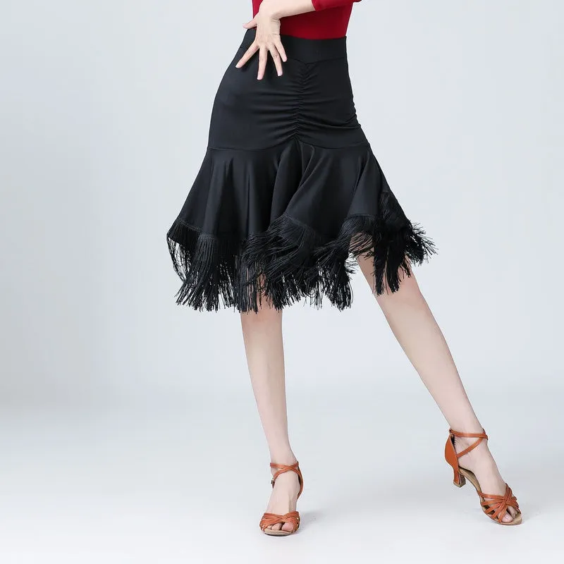 Black Tassel Ruffle Latin Dance Skirt