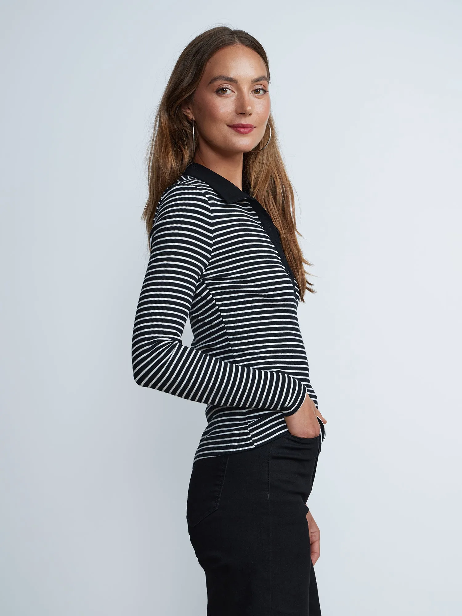 Collared Rib Knit Top