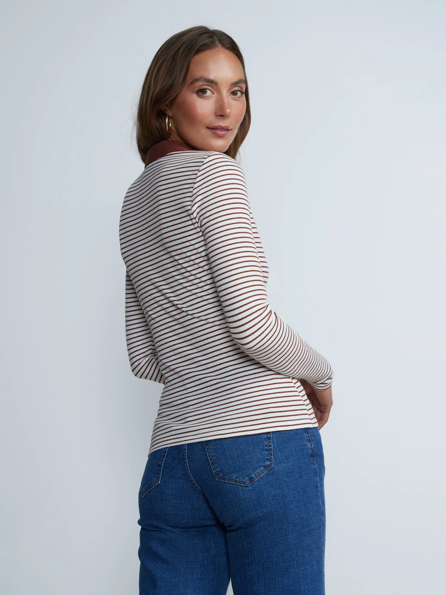 Collared Rib Knit Top