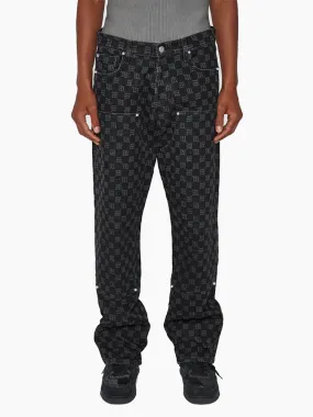 Denim Monogram Carpenter Trousers Black