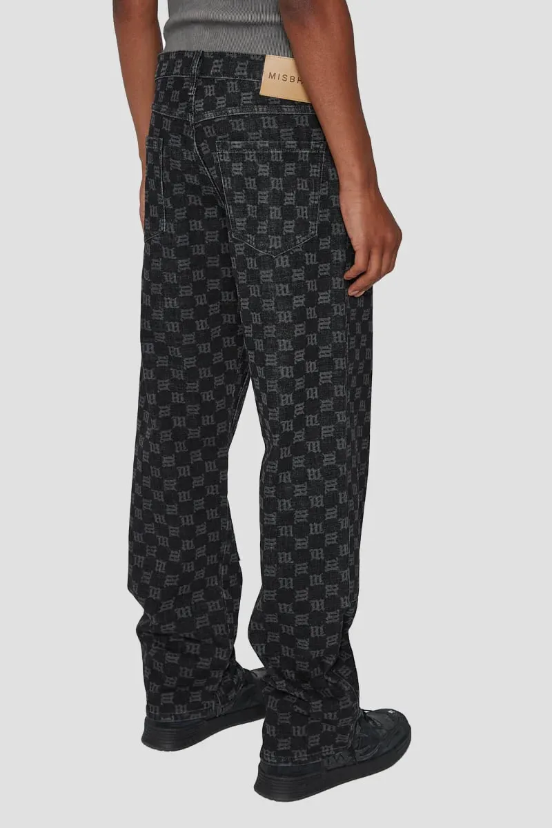 Denim Monogram Carpenter Trousers Black