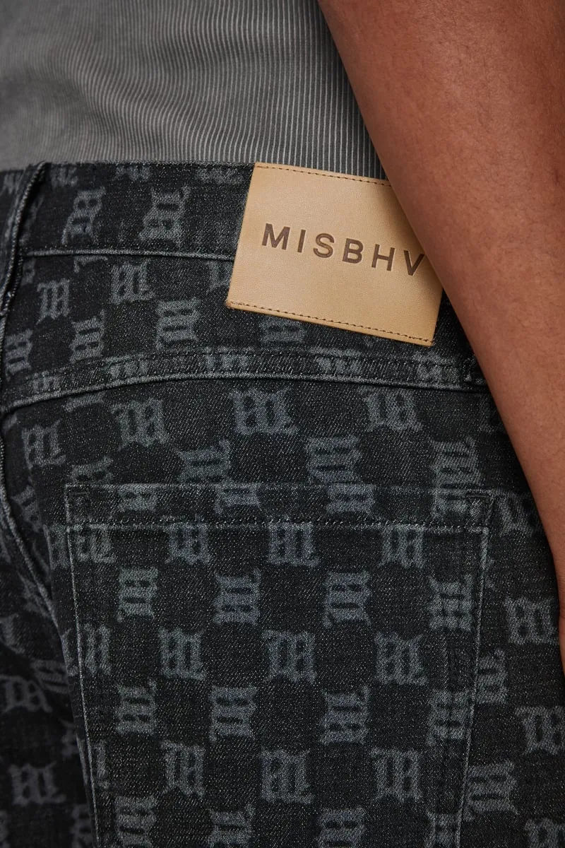 Denim Monogram Carpenter Trousers Black
