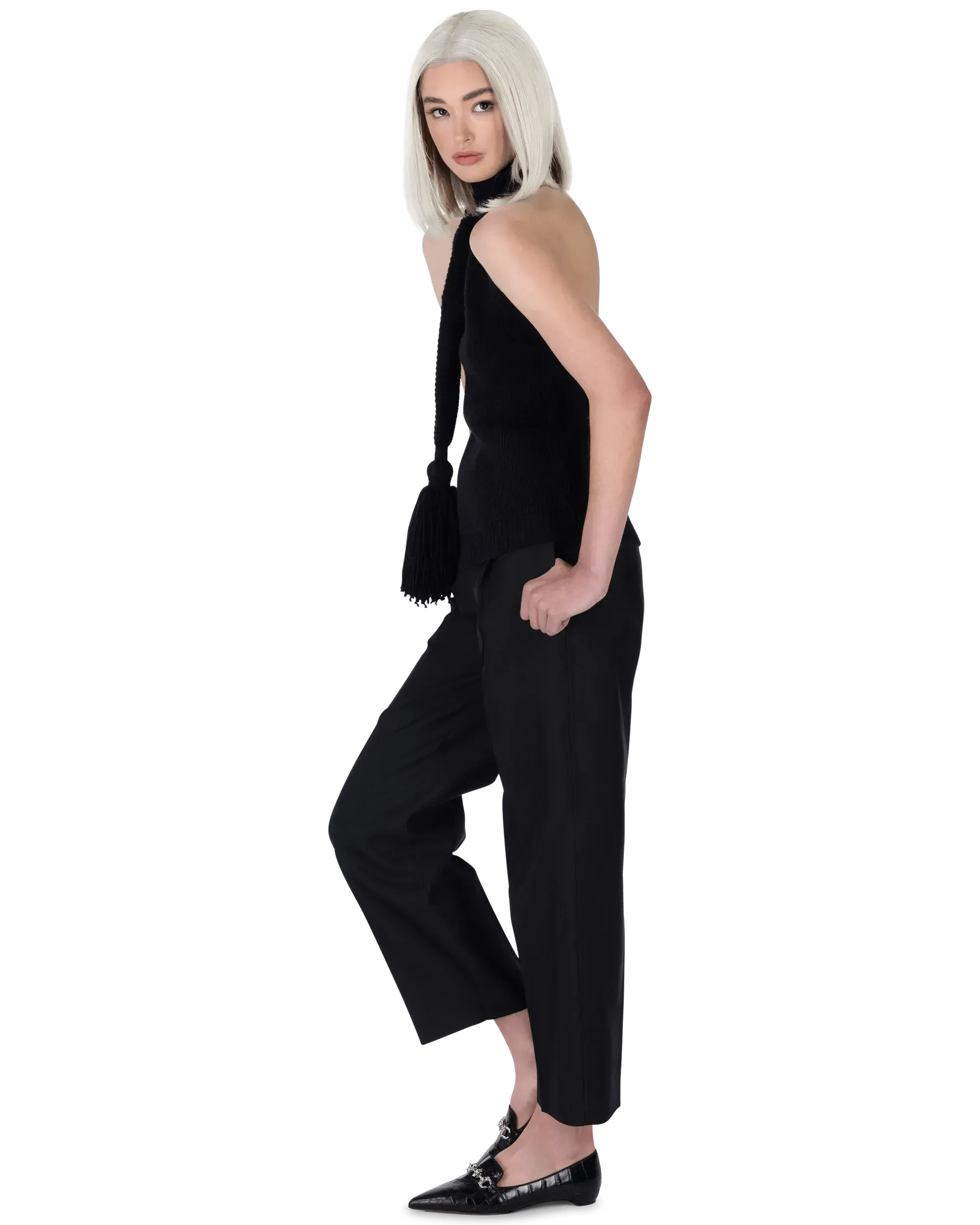 Double Shetland Knit Sleeveless Scarf Top