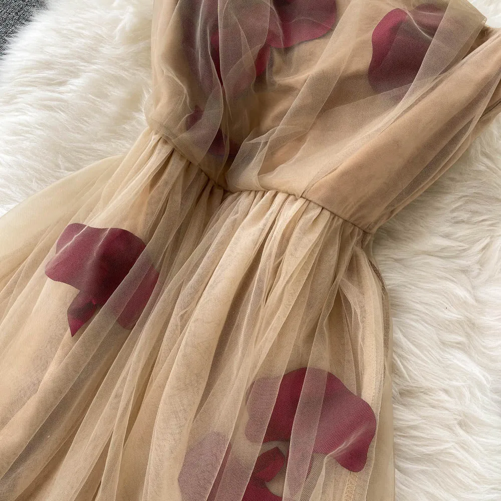 Fairy Patched Mesh Halter Dress