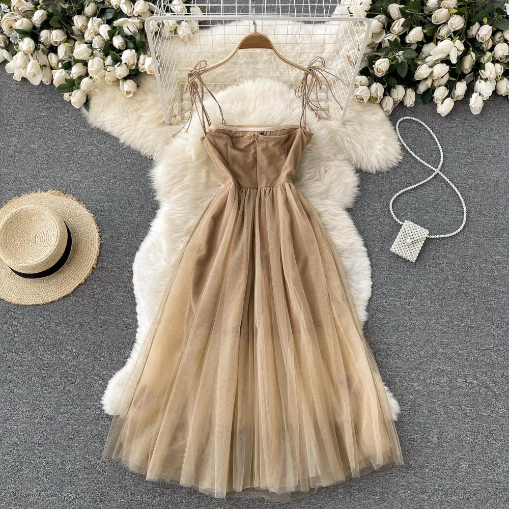 Fairy Patched Mesh Halter Dress