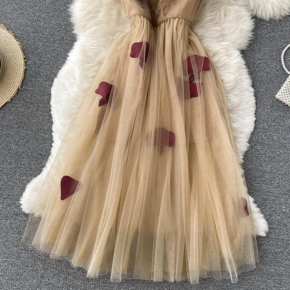 Fairy Patched Mesh Halter Dress