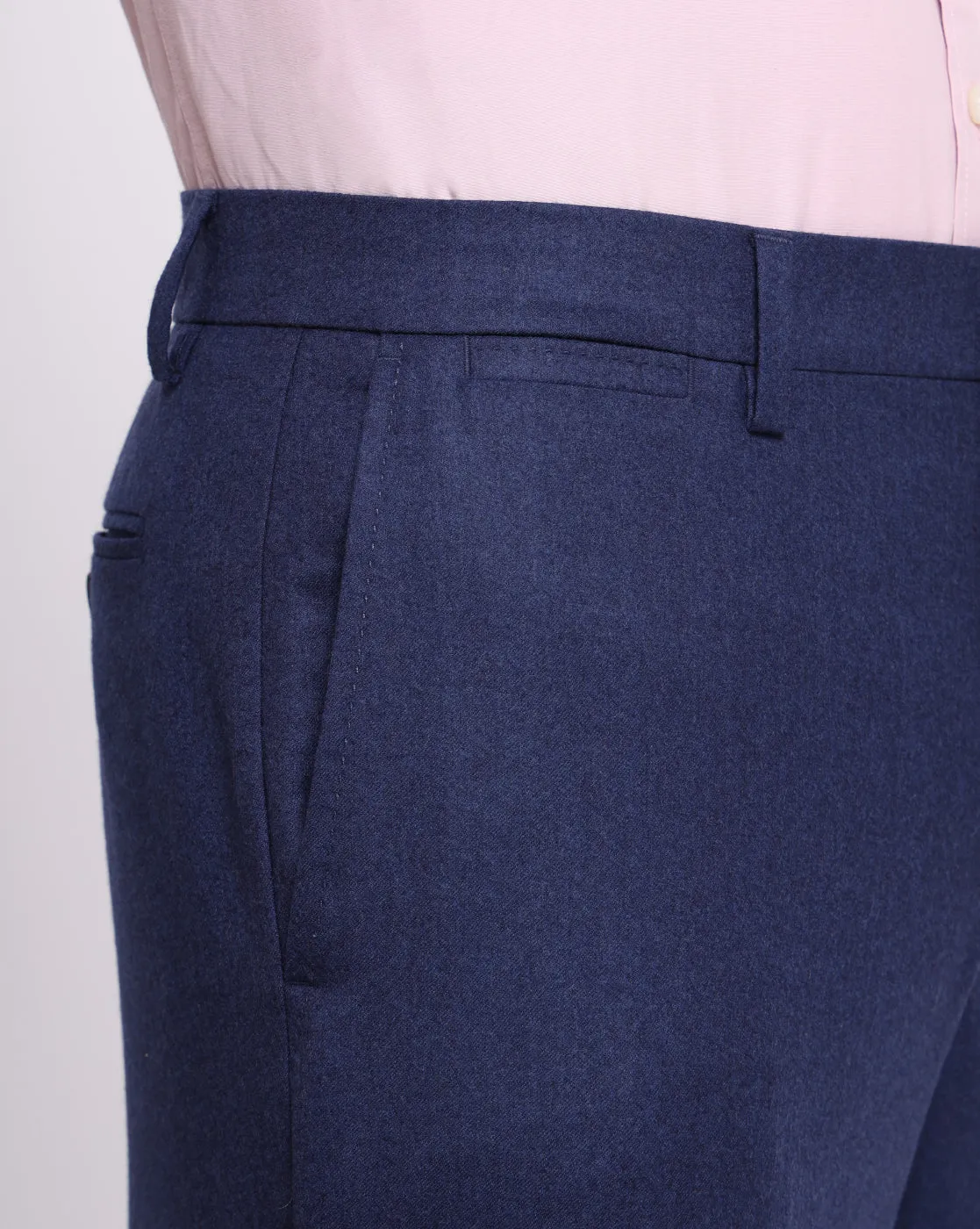 Flat Front Wool Chinos - Indigo