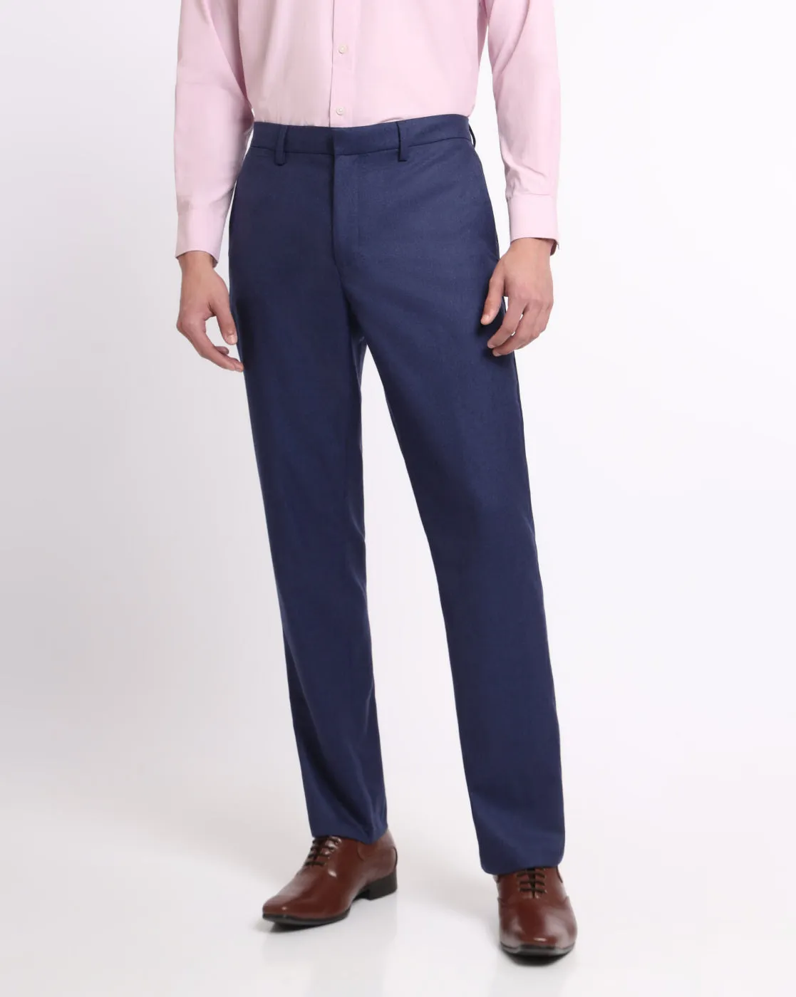 Flat Front Wool Chinos - Indigo