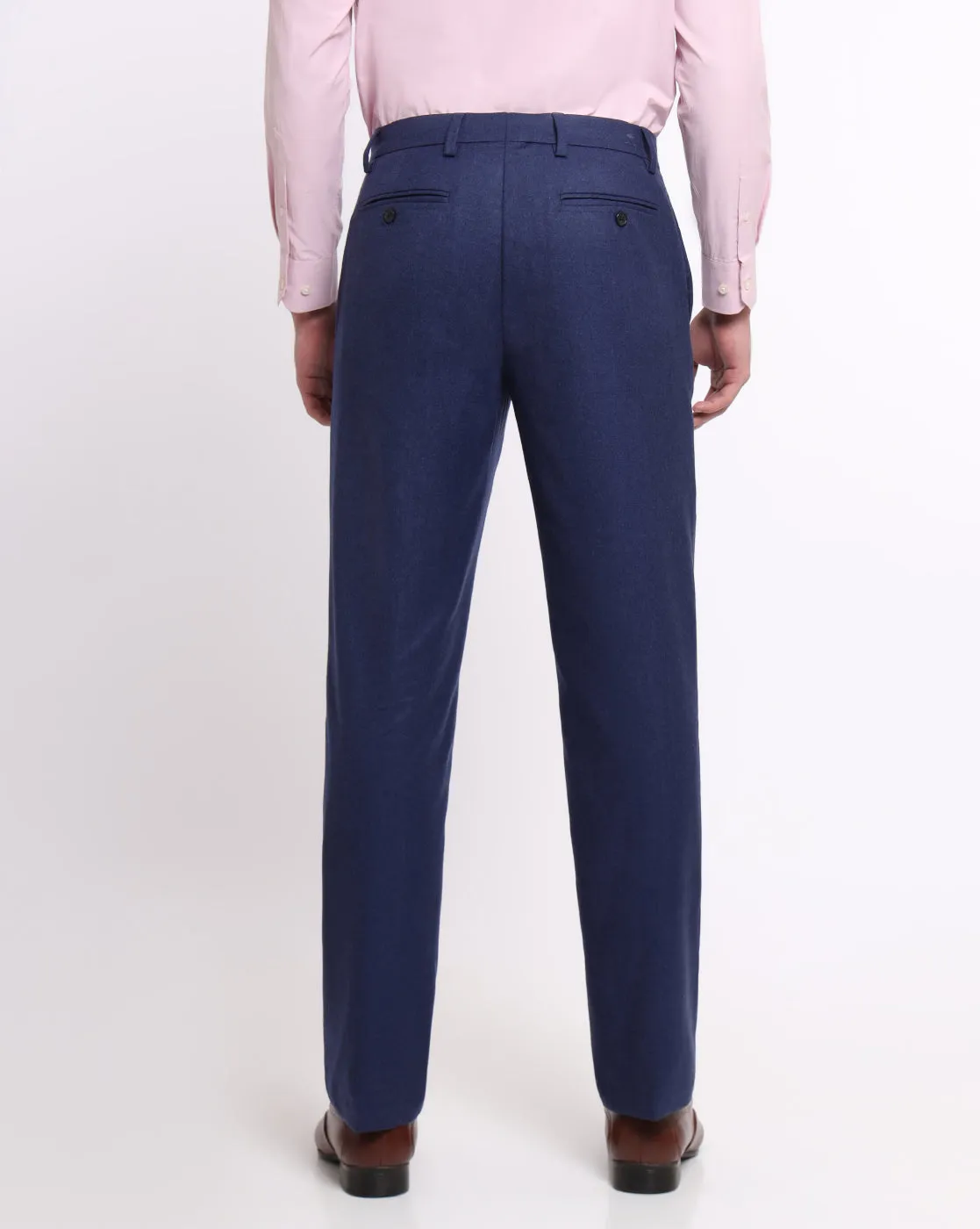 Flat Front Wool Chinos - Indigo
