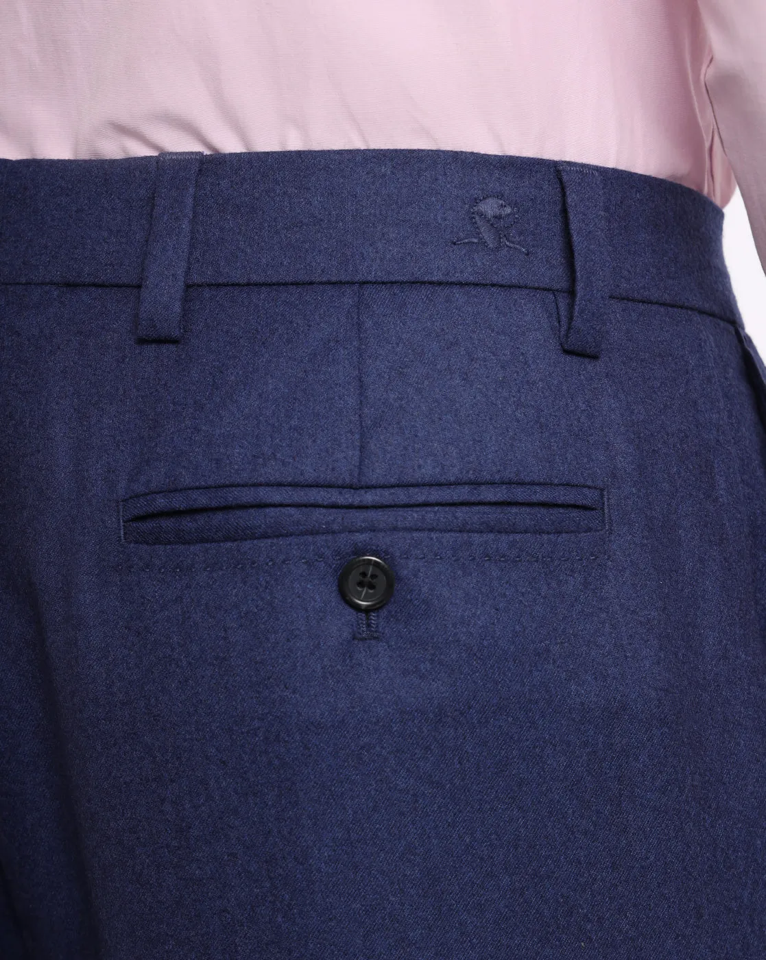 Flat Front Wool Chinos - Indigo