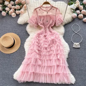 French Style Lace Cut-out Layered Dress