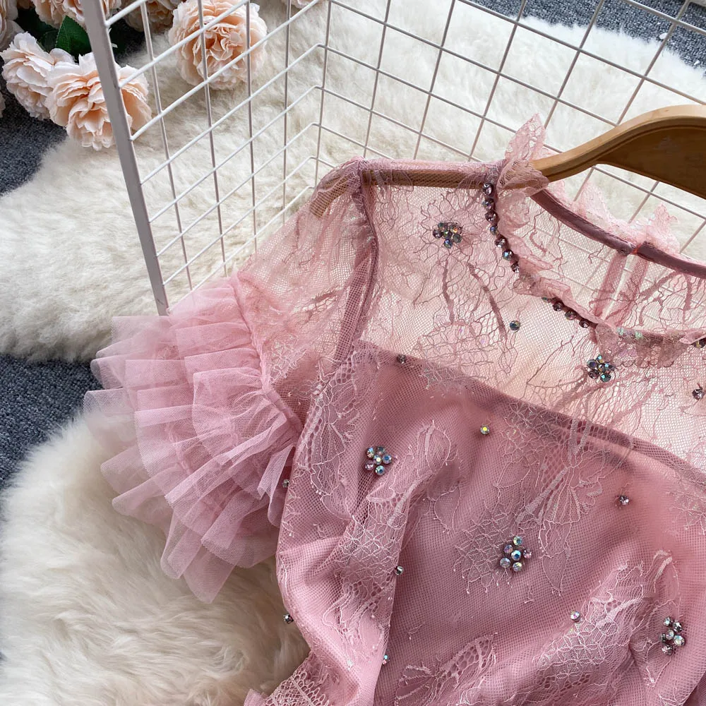 French Style Lace Cut-out Layered Dress