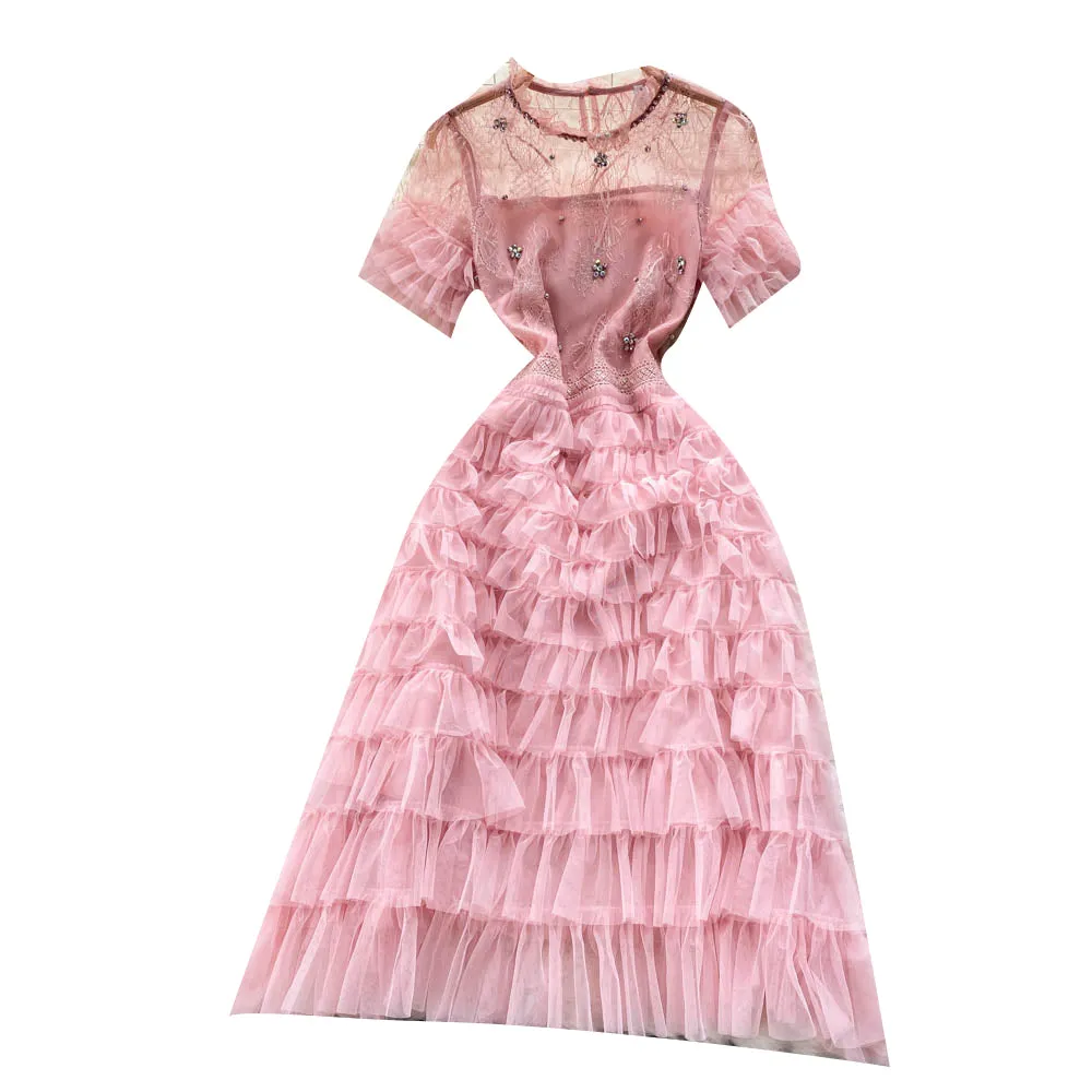 French Style Lace Cut-out Layered Dress