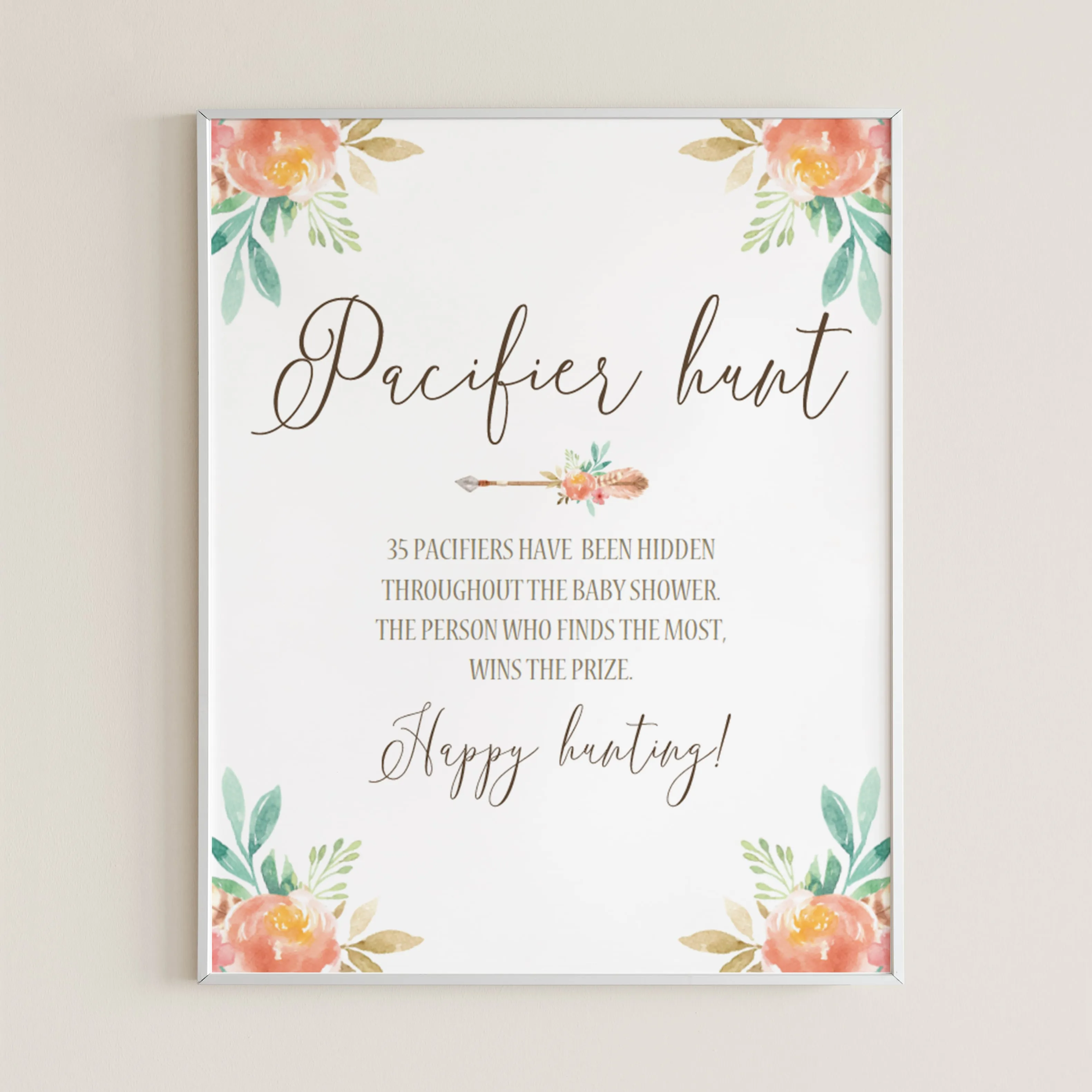 Funny Baby Shower Game Hunt The Pacifiers Template