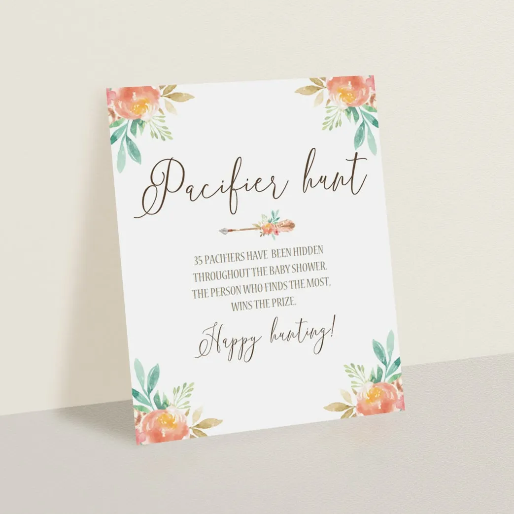 Funny Baby Shower Game Hunt The Pacifiers Template