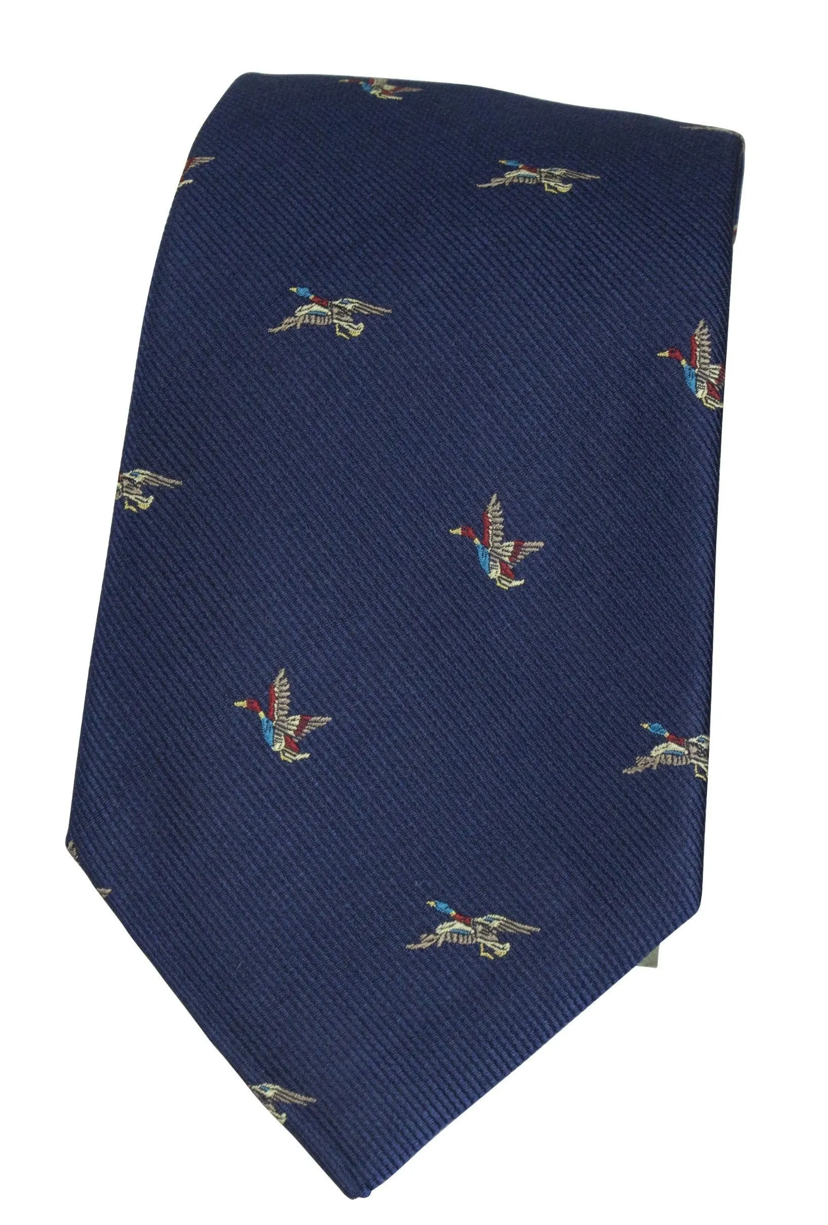 GT8 - 100% Silk Woven Tie - (2 Ducks) - NAVY