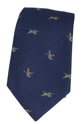 GT8 - 100% Silk Woven Tie - (2 Ducks) - NAVY