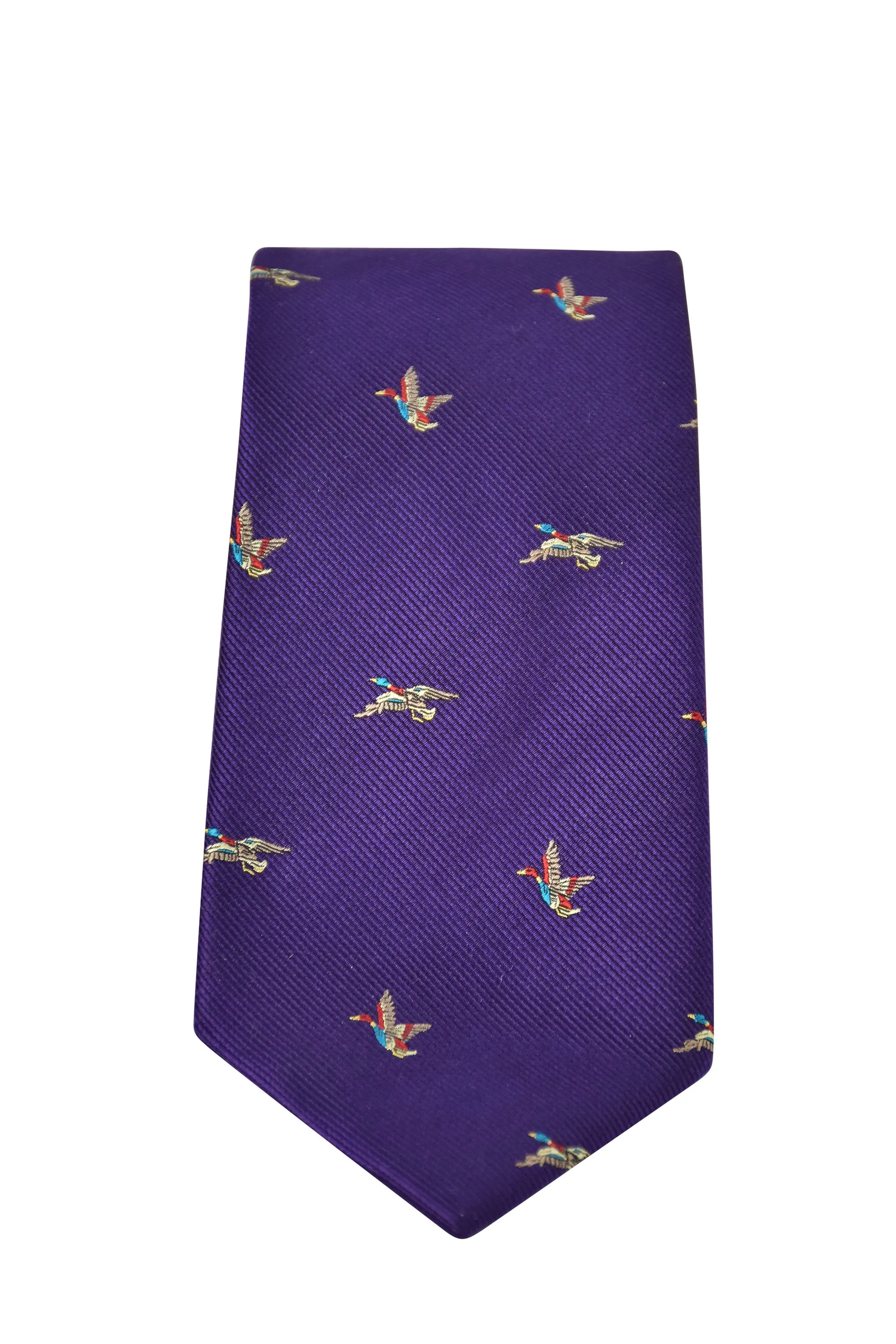 GT8 - 100% Silk Woven Tie - (2 Ducks) - PURPLE