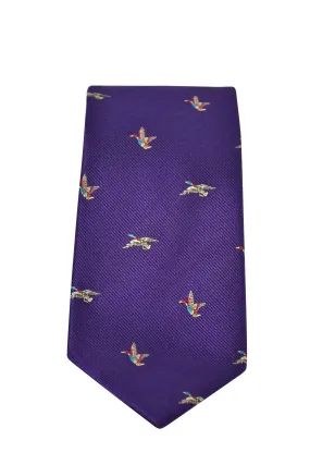 GT8 - 100% Silk Woven Tie - (2 Ducks) - PURPLE