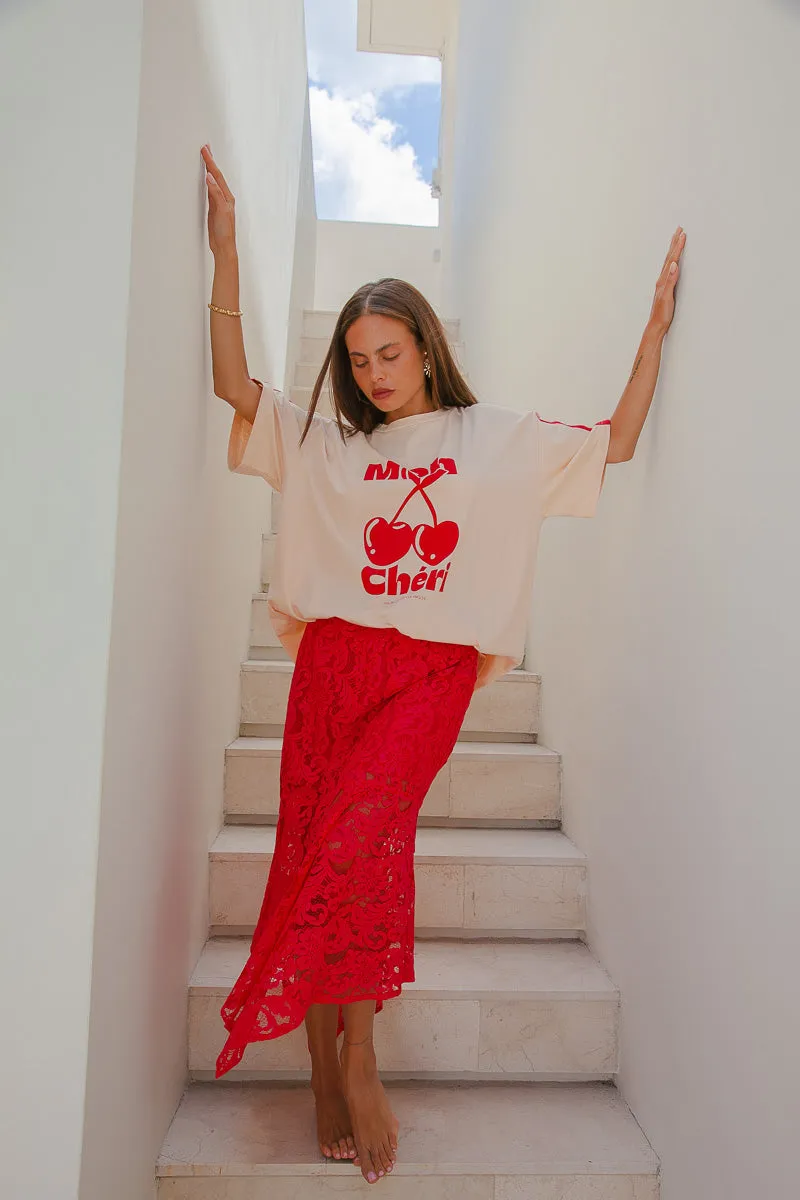 Hanky Lace Skirt Red