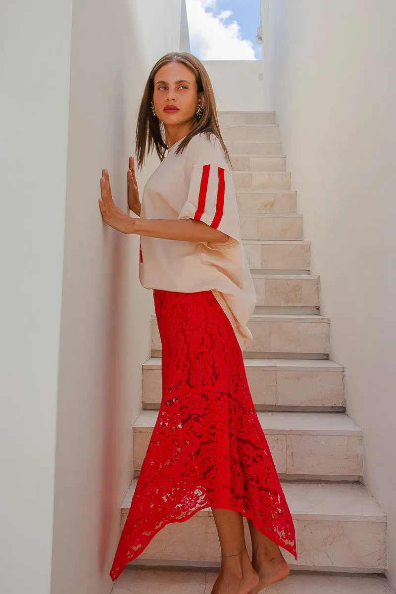 Hanky Lace Skirt Red