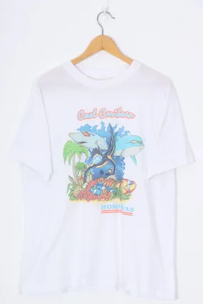 Honduras Caribbean Nature & Scuba Diving Single Stitch Graphic Tee (L)