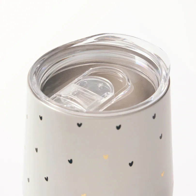 INSULATED WINE TUMBLER - Pink with Hearts