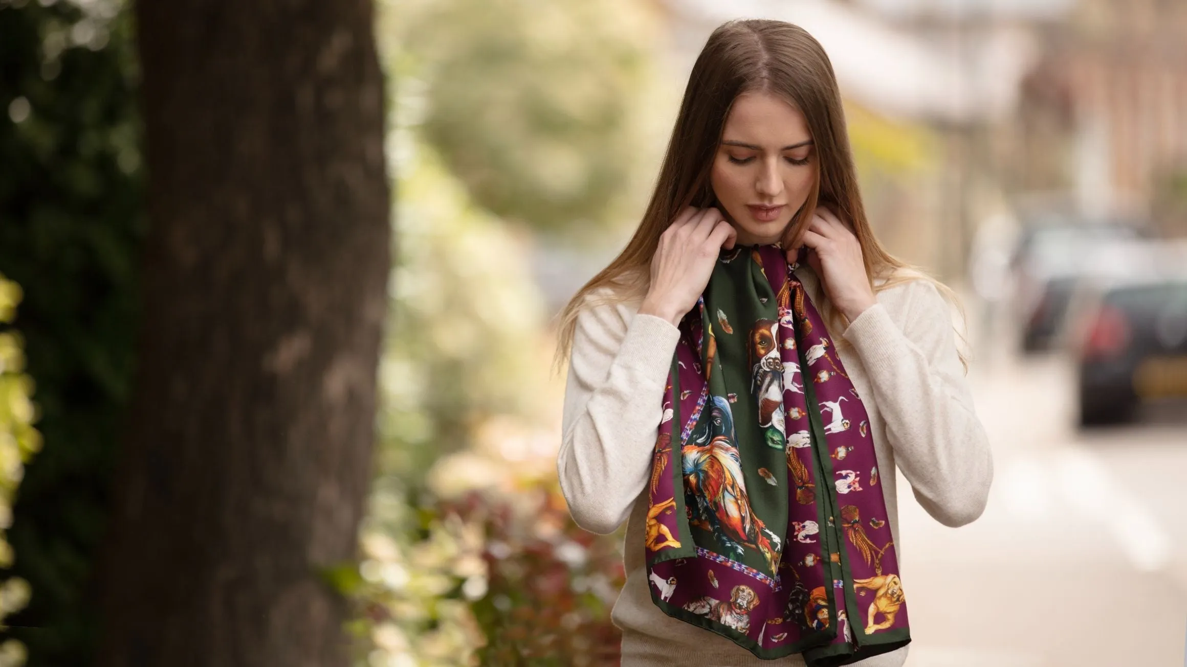 It's a Dog's Life Hunter Green & Oxblood Classic Silk Scarf