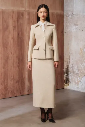 Jane Sheath Button Linen Cotton Blazer