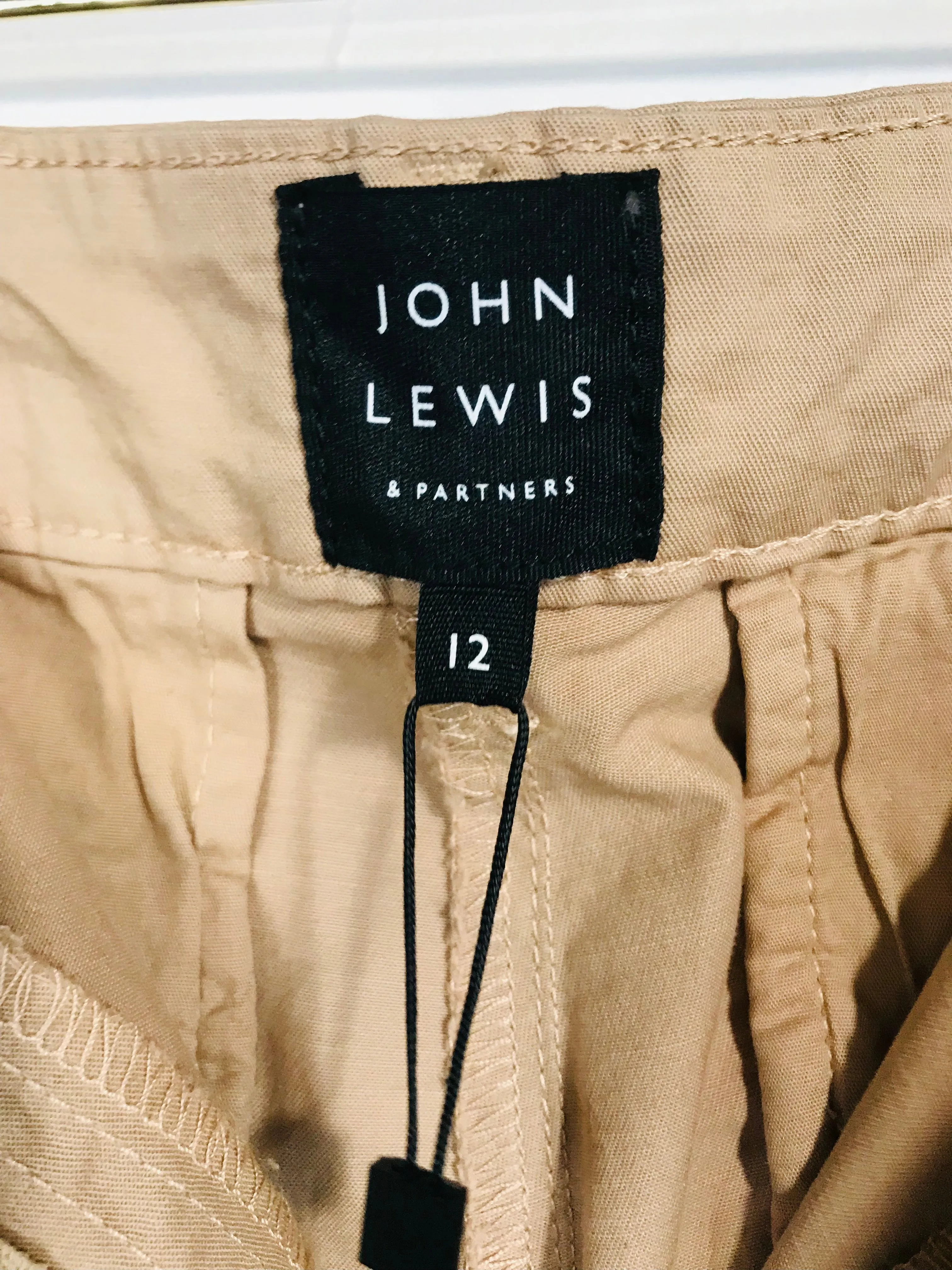 John Lewis Women's Cotton Cuffed Chinos Trousers NWT | UK12 | Beige