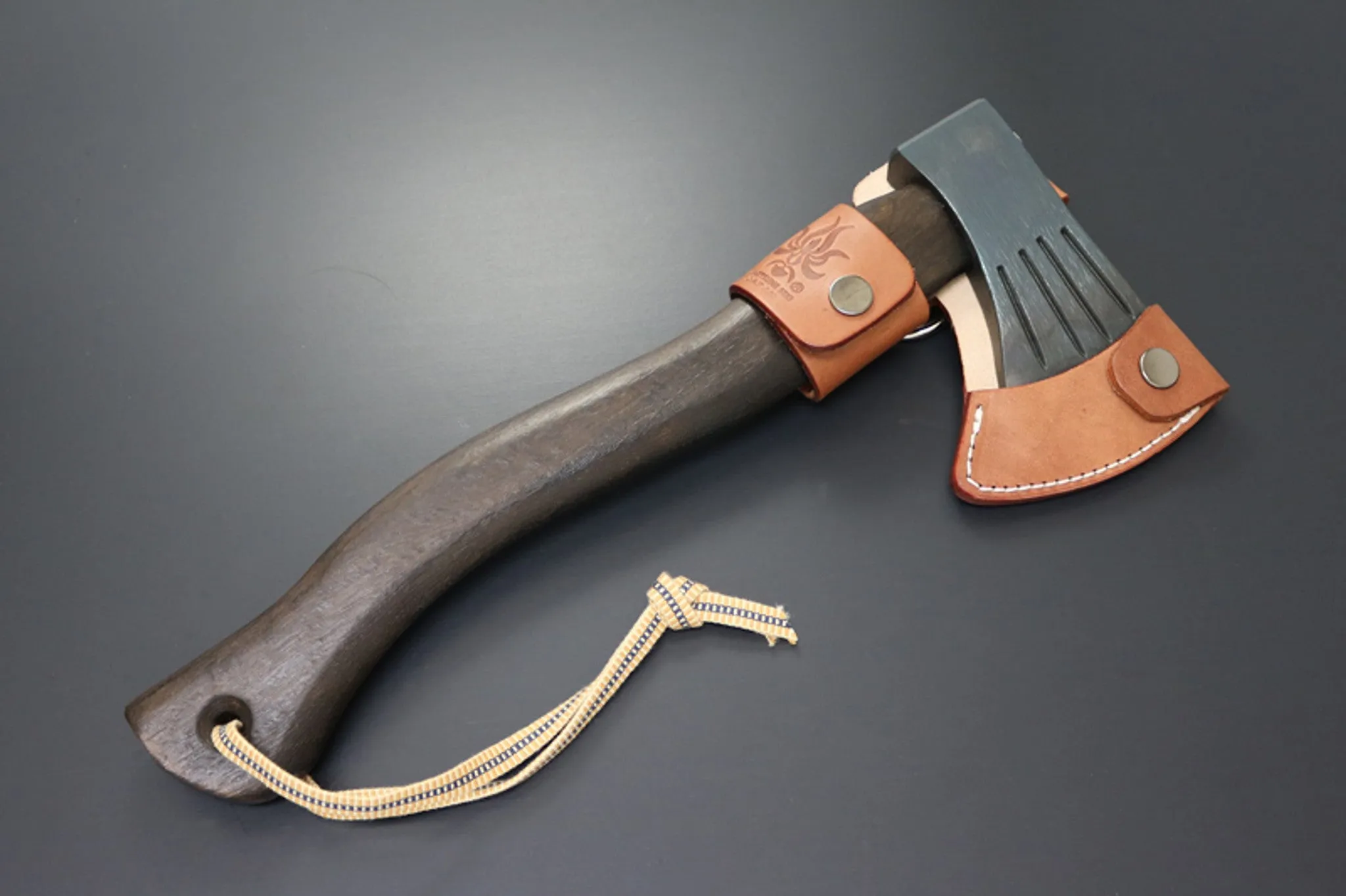 Kanetsune KB157 Danro Burned Hand Axe 85mm Blade With Leather Sheath