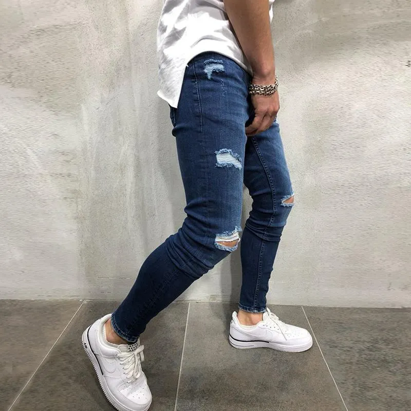 Men's Fashion Casual Small Holes Ripped Jeans