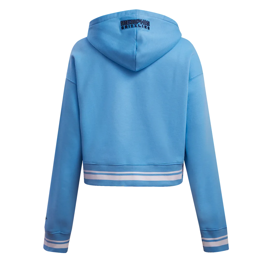 NBA MEMPHIS GRIZZLIES SCRIPT TAIL WOMEN'S RIB FLC CROPPED PO HOODIE (UNIVERSITY BLUE)