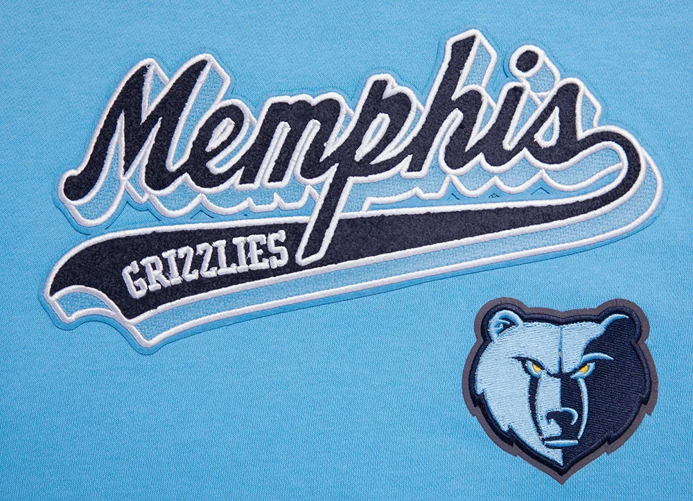 NBA MEMPHIS GRIZZLIES SCRIPT TAIL WOMEN'S RIB FLC CROPPED PO HOODIE (UNIVERSITY BLUE)