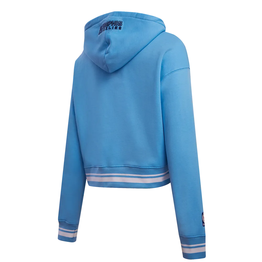 NBA MEMPHIS GRIZZLIES SCRIPT TAIL WOMEN'S RIB FLC CROPPED PO HOODIE (UNIVERSITY BLUE)