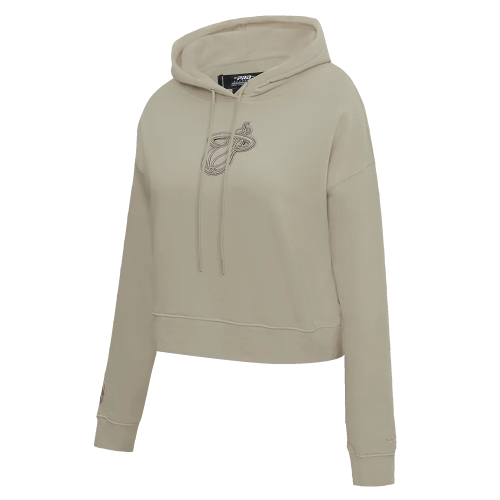 NBA MIAMI HEAT NEUTRAL WOMEN'S CROPPED PO HOODIE (TAUPE)