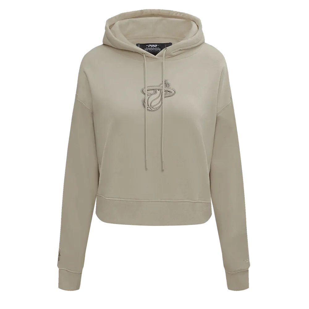 NBA MIAMI HEAT NEUTRAL WOMEN'S CROPPED PO HOODIE (TAUPE)