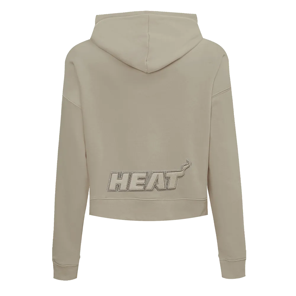 NBA MIAMI HEAT NEUTRAL WOMEN'S CROPPED PO HOODIE (TAUPE)
