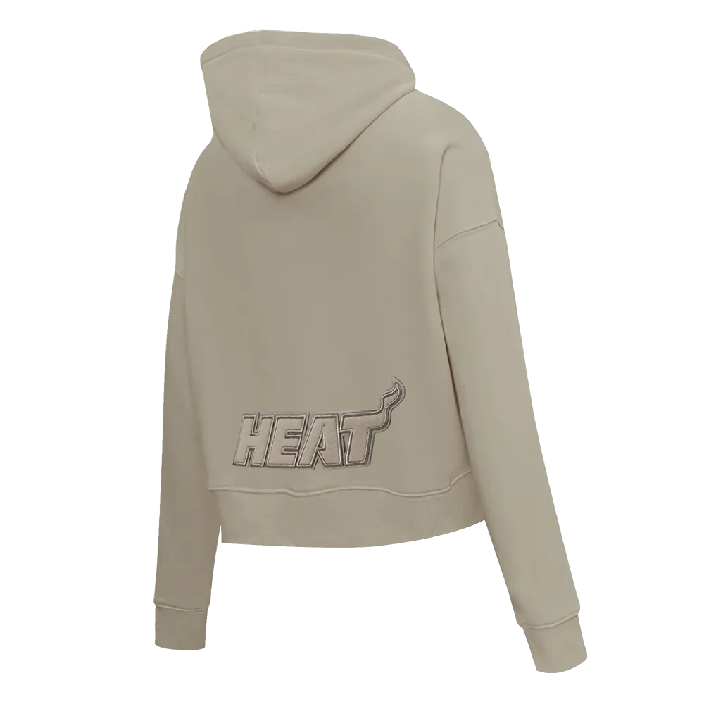 NBA MIAMI HEAT NEUTRAL WOMEN'S CROPPED PO HOODIE (TAUPE)