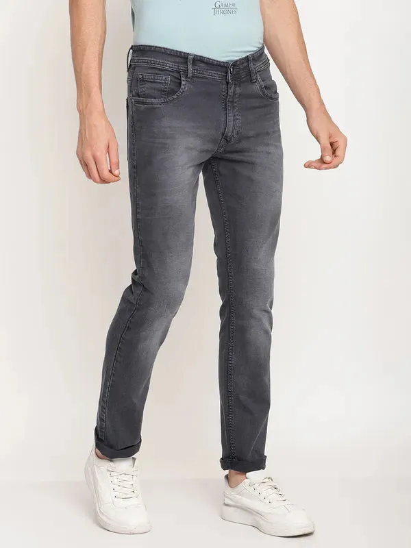 Octave Men Grey Low Distress Stretchable Jeans