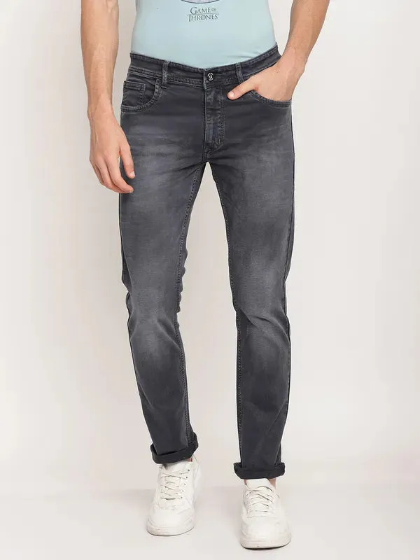 Octave Men Grey Low Distress Stretchable Jeans
