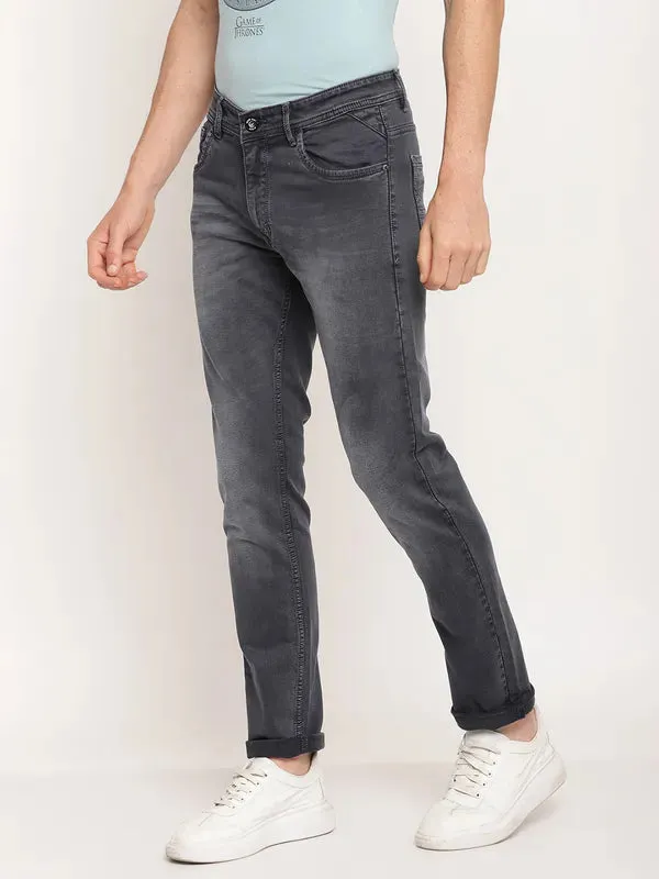 Octave Men Grey Low Distress Stretchable Jeans